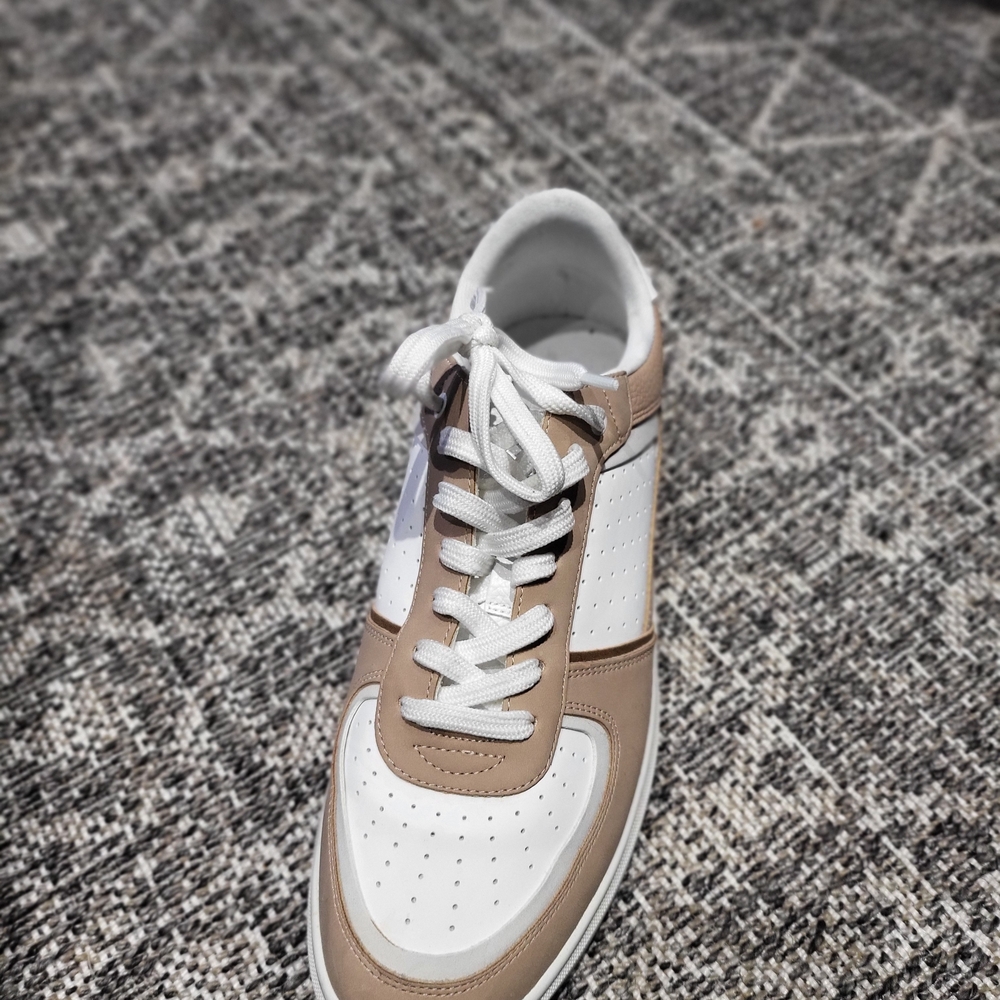 White and Tan Sneakers